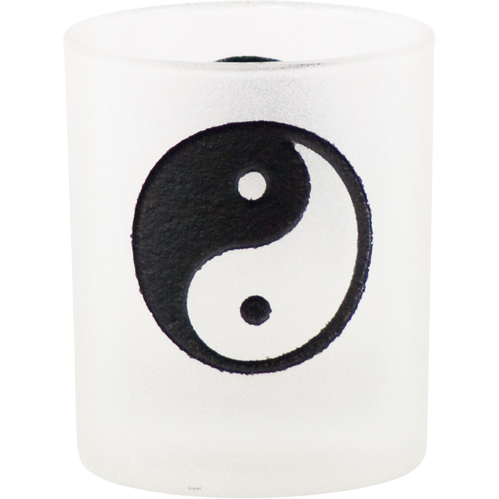 Etched GLASS Votive Holder Yin-Yang (each)