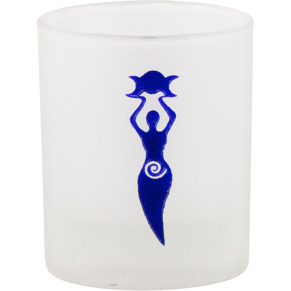 Etched GLASS Votive Holder Moon Goddess (each)