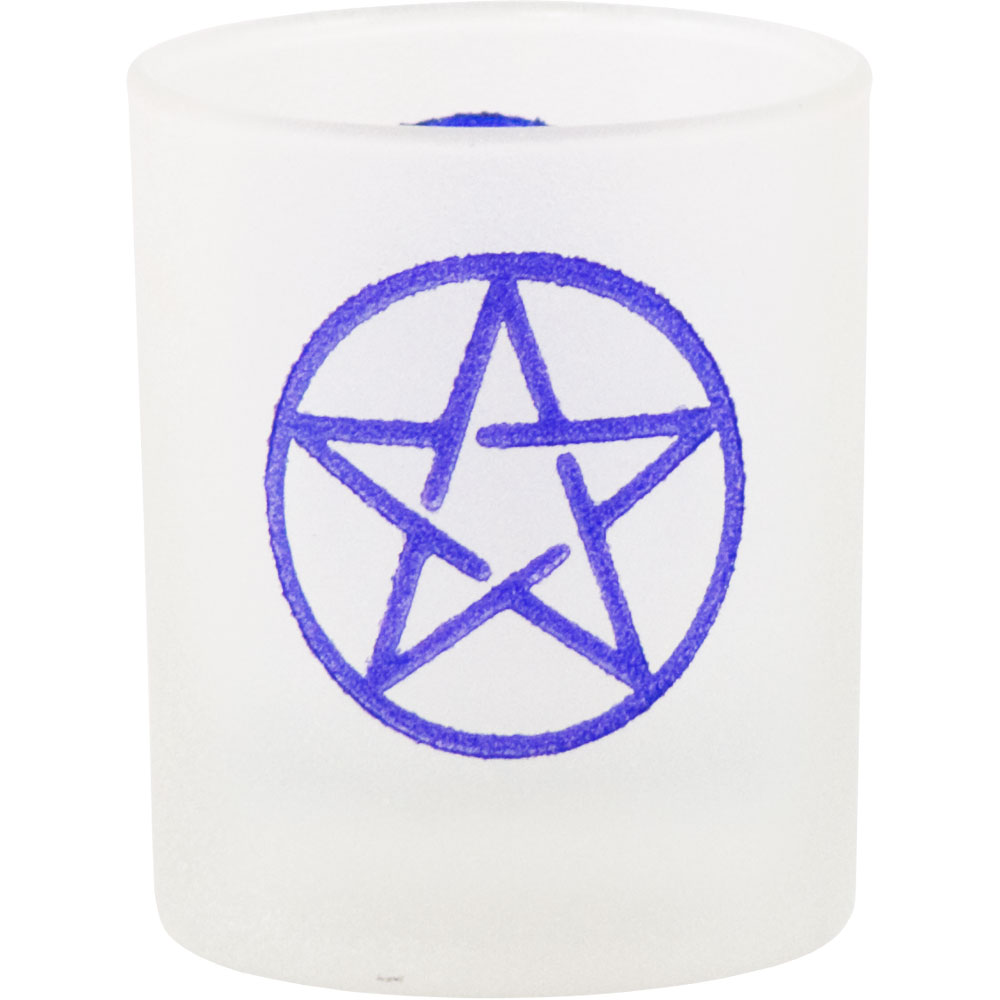 Etched GLASS Votive Holder Pentacle (each)