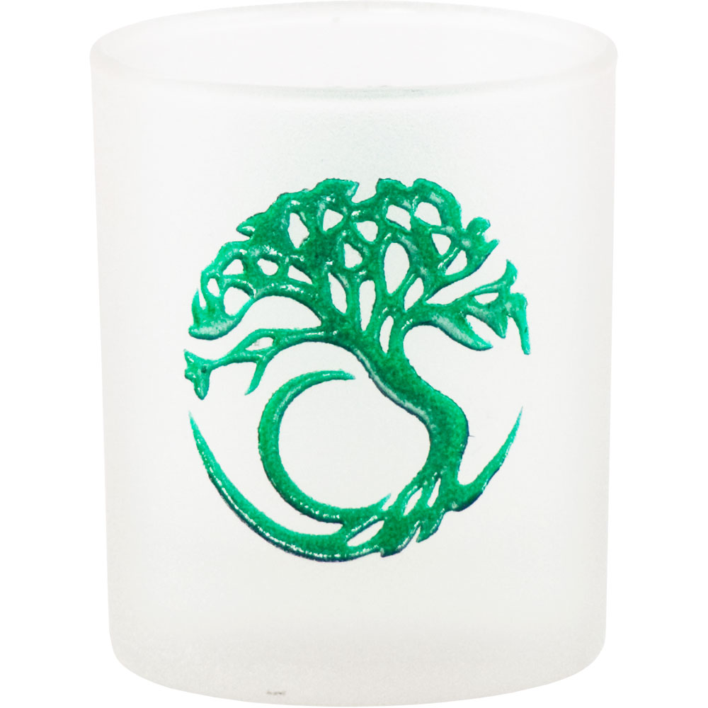 Etched GLASS Votive Holder Tree of Life  (each)