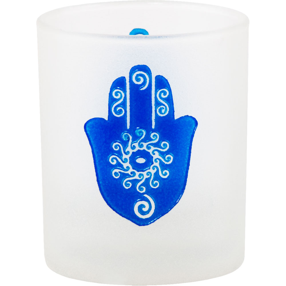 Etched GLASS Votive Holder Fatima Hand (each)