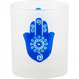 Etched Glass Votive Holder Fatima Hand (each)