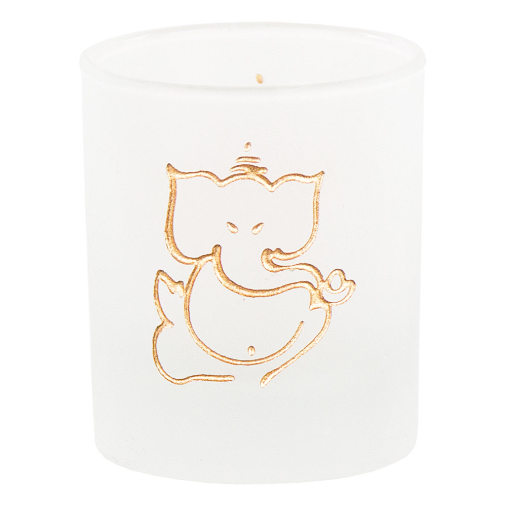 Etched GLASS Votive Holder Ganesha (each)