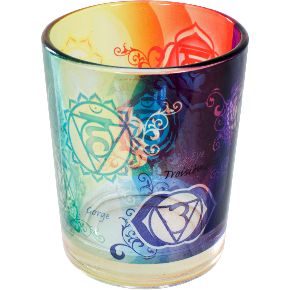 Printed Glass Votive Holder - Chakras (each)