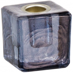 Mini Glass Candle Holder Cube Black (Each)