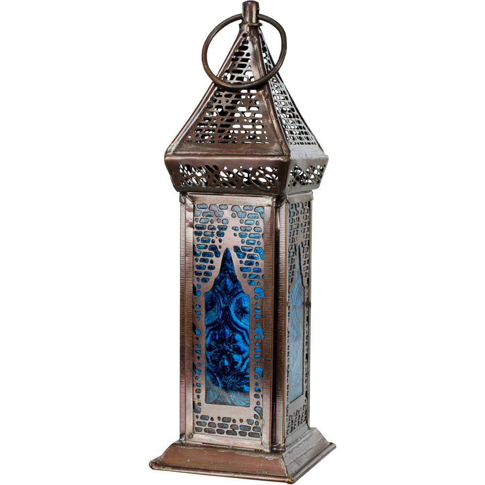 Glass & METAL Lantern Azurus Turquoise (Each)