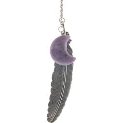 Metal Feather Bookmark w/ Amethyst - Moon  (Each)