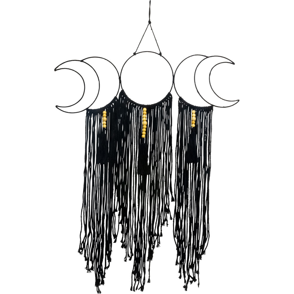 METAL Wall Hanging w/ Fringe - Moon Phases Black (Each)