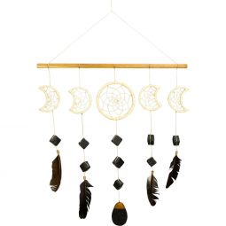 Dreamcatcher Mobile - Natural Moon Phases w/ Lava Stones (Each)