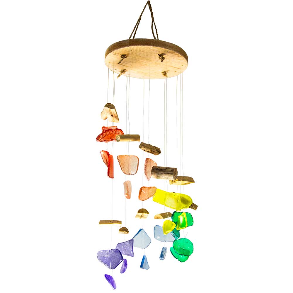 Windchime SPIRAL Mobile w/ Beach Glass - Chakra (Each)