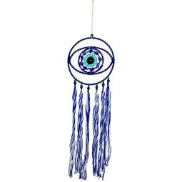 Wall Hanging Dreamcatcher Woven Evil Eye w/ Boho String Tassels (Each)