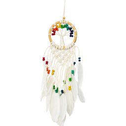 Wall Hanging Wooden Bead Tree w/ Macrame Chakra Small (Each)