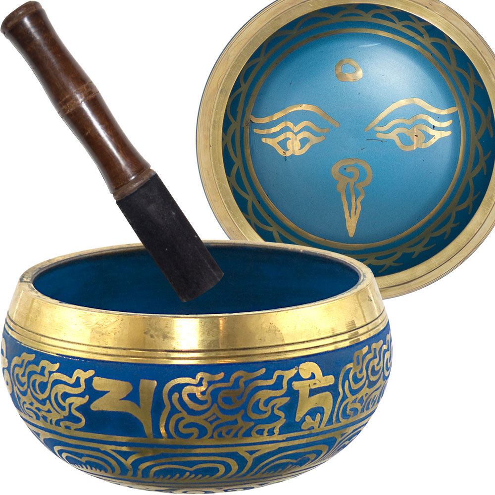 Colored Singing Bowl Large Eye of the BUDDHA BLUE (each)