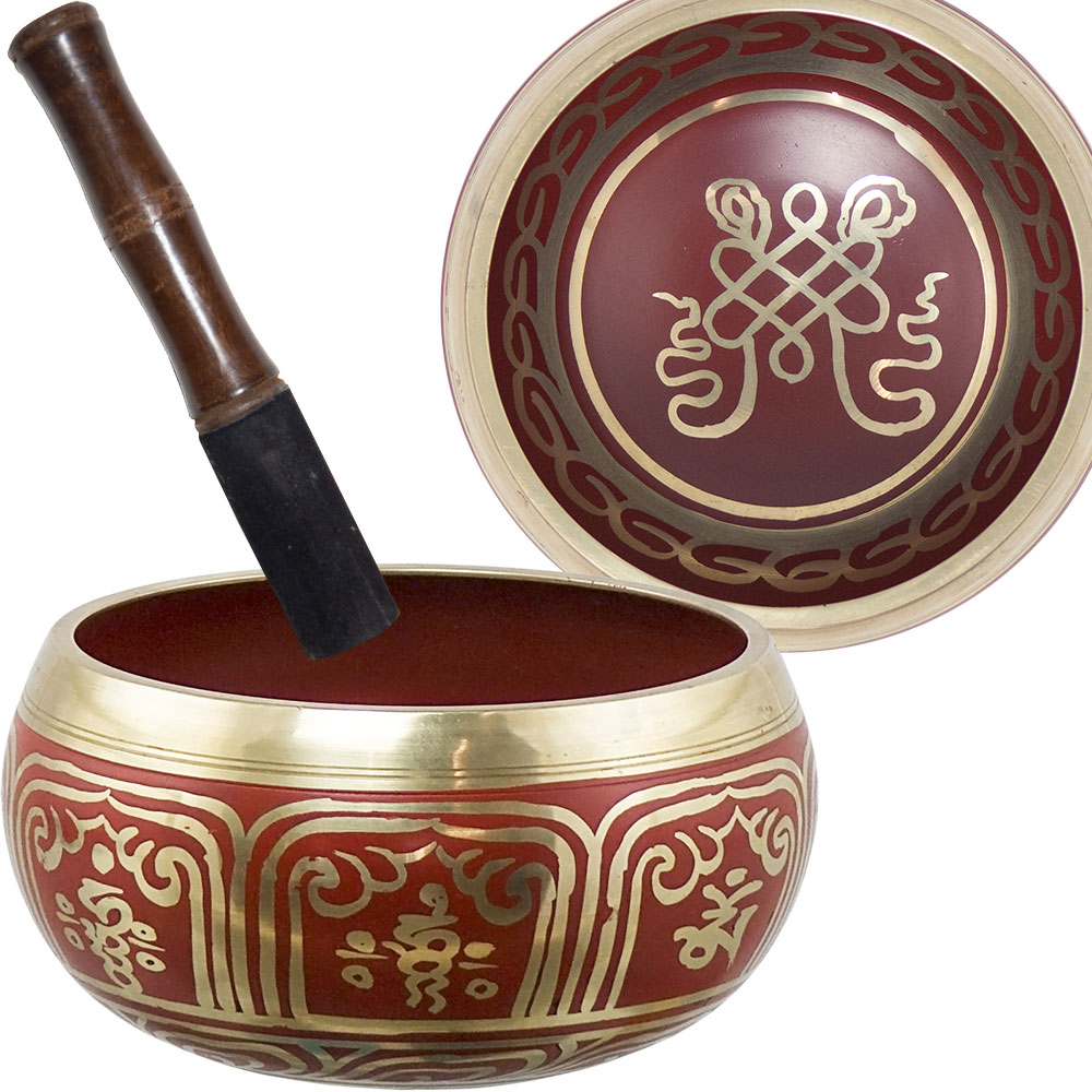 Colored Singing Bowl LARGE Endless Knot Red (each)