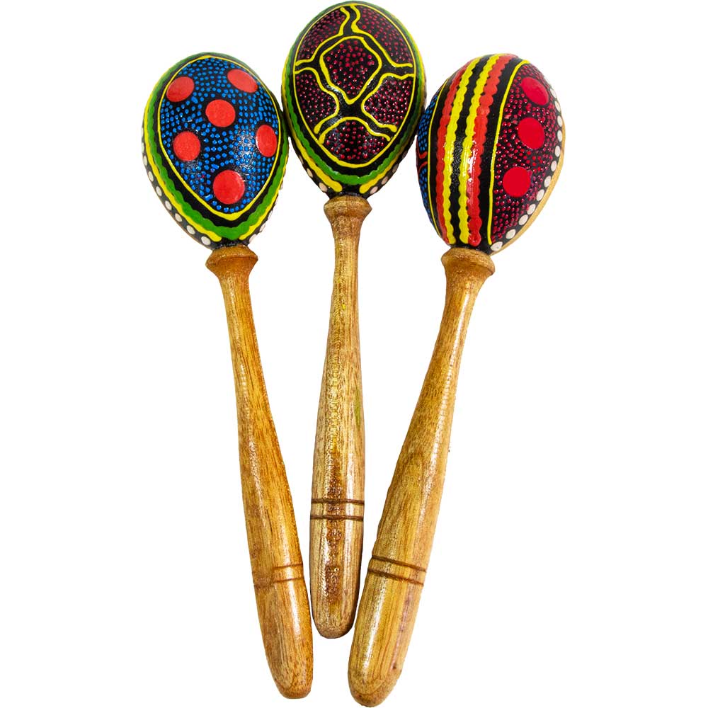 Maracas Hand Painted Dot Design Asst'd Colors - LARGE (Each)