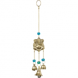 Brass Bell Chime  Ganesh with Blue Beads  (each)