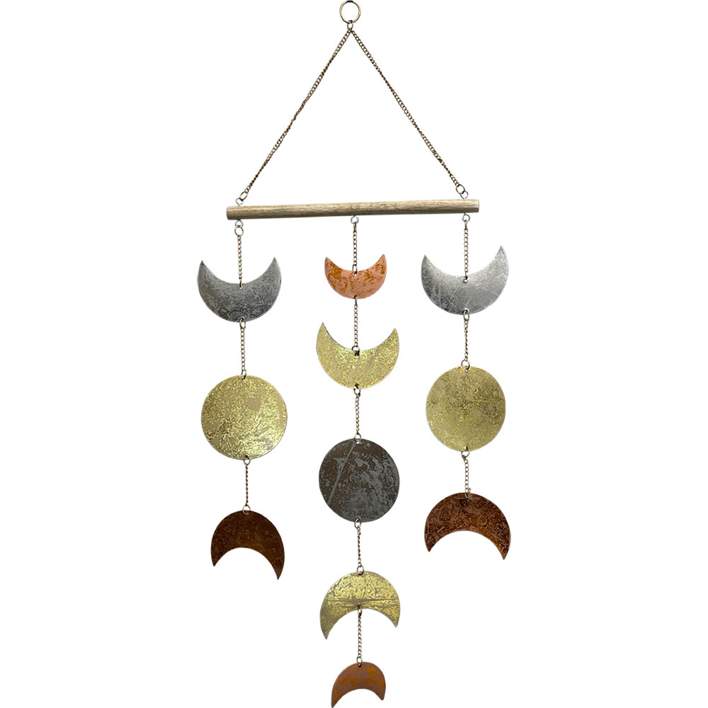 METAL Wall Hanging Mobile - Moon Phases Tri - Colored (Each)