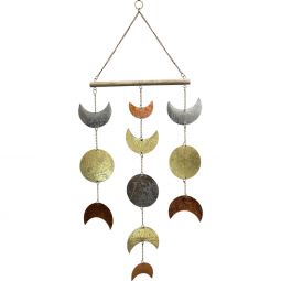 Metal Wall Hanging Mobile - Moon Phases Tri - Colored (Each)