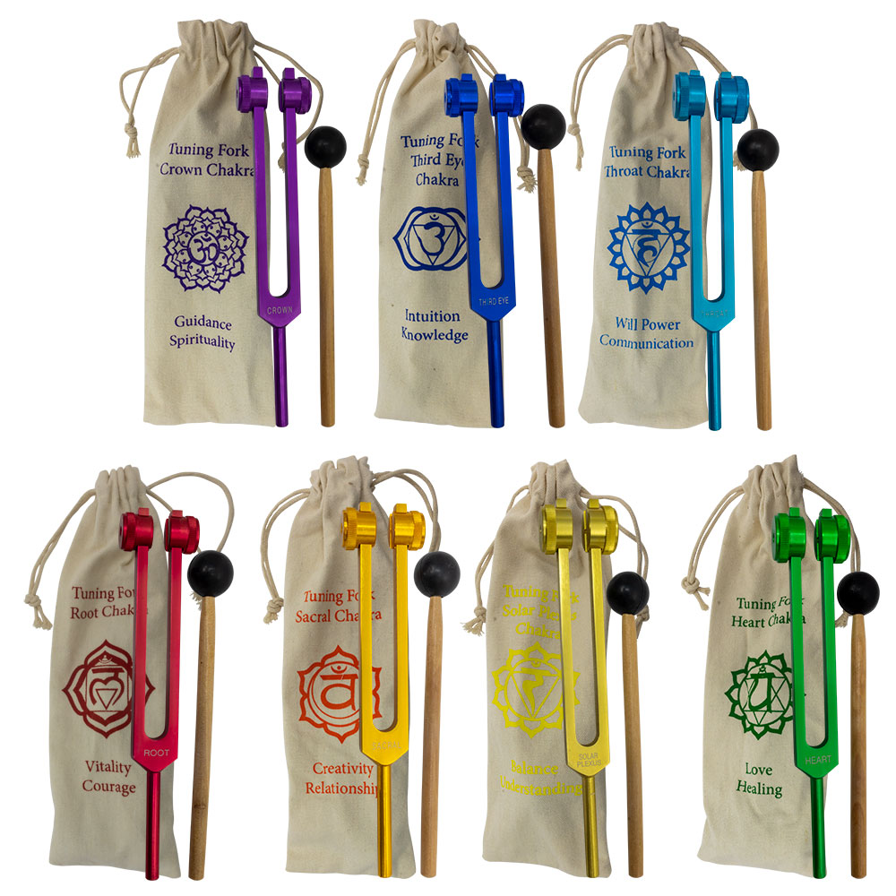 Weighted Tuning Fork ? 7 Chakras w/ BAGS - Tuned (Set of 7)