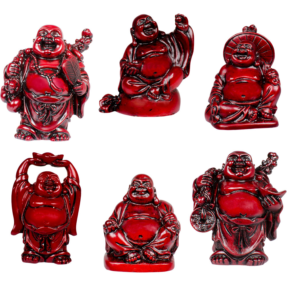 Polyresin Feng Shui Figurines 2-inch Buddha Redstone (Set of 6): Kheops ...