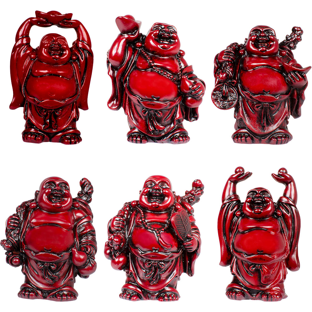 Polyresin Feng Shui Figurine 3-inch Buddha Red (Set of 6): Kheops ...