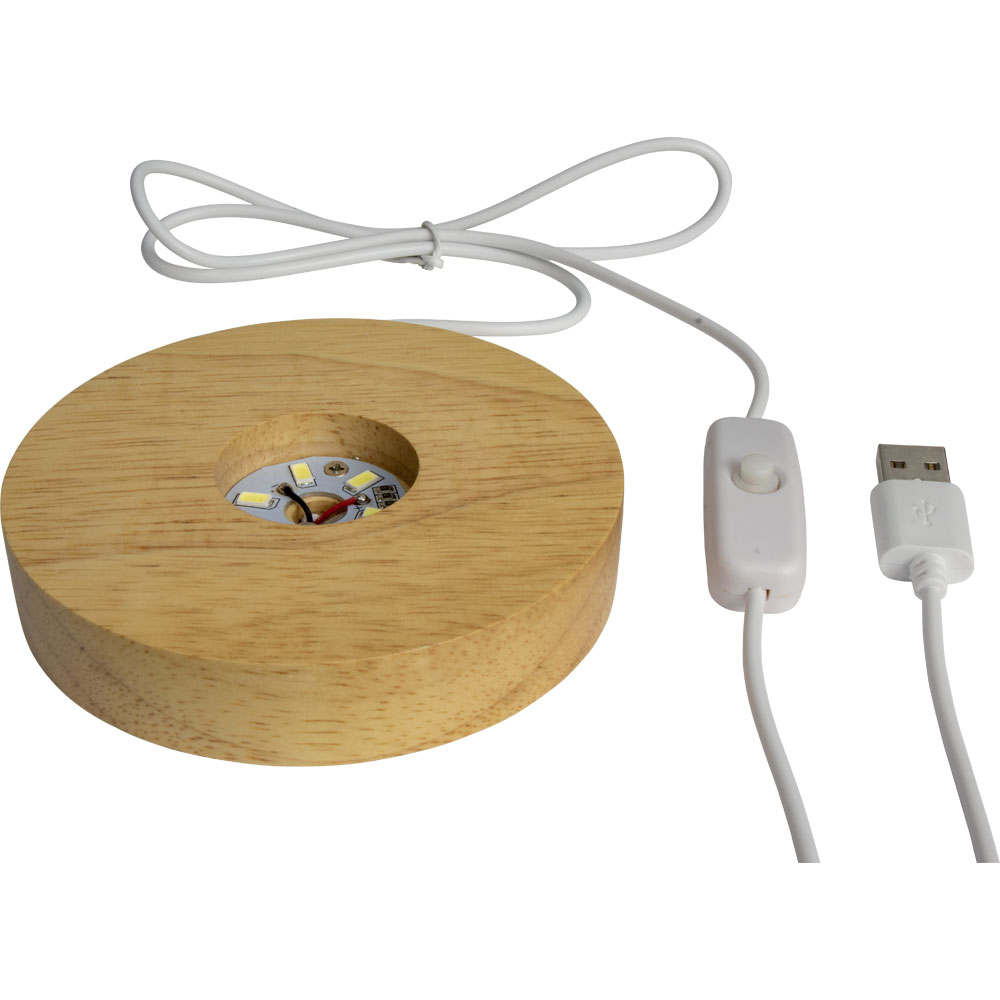 Wood LED Light Display Base w/ USB Cord LARGE - 7 Colors (Each)