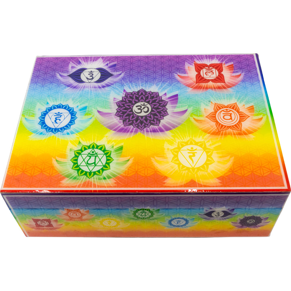 WOODEN BOX Printed Velvet Lined - 7 Chakras (Each)