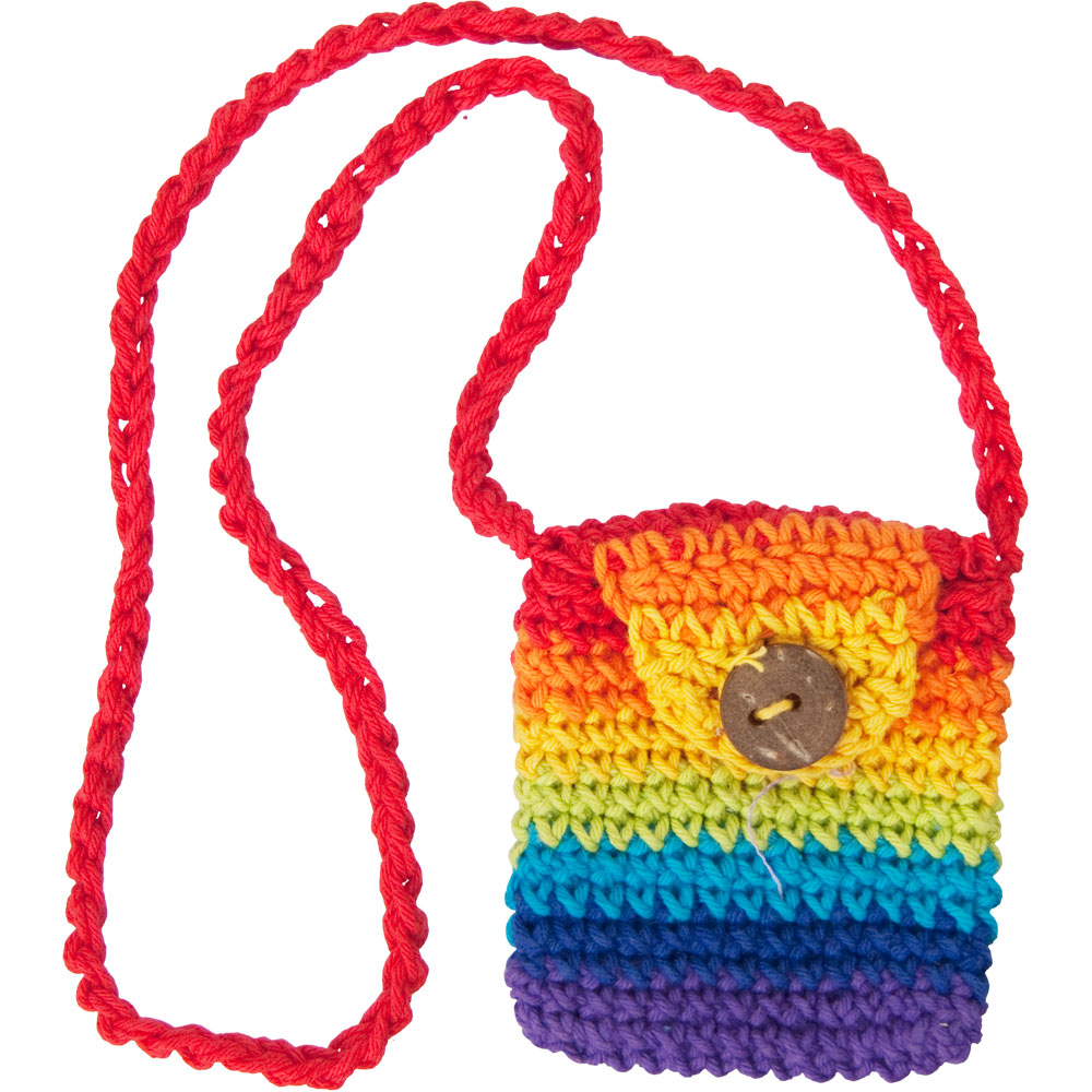 Cotton Crystal POUCH  Crocheted Rainbow (each)