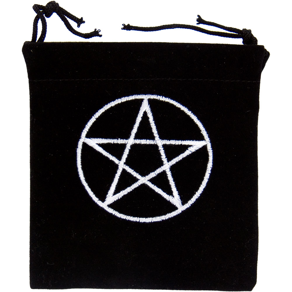 Unlined Velvet BAG 4''x4'' Embroidered Pentacle Black (each)