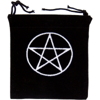 Unlined Velvet Bag 4"x4" Embroidered Pentacle Black (each)