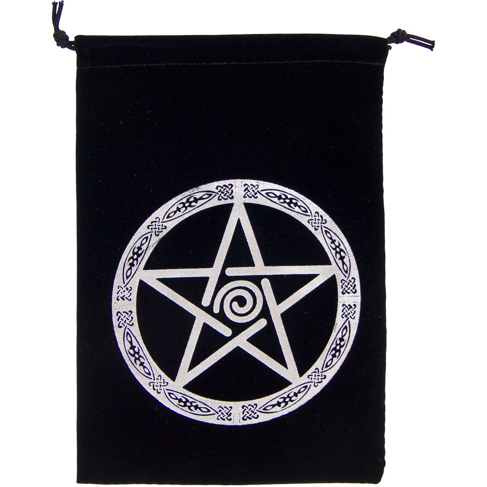 Unlined Velvet BAG Embroidered  Pentacle Black (each)