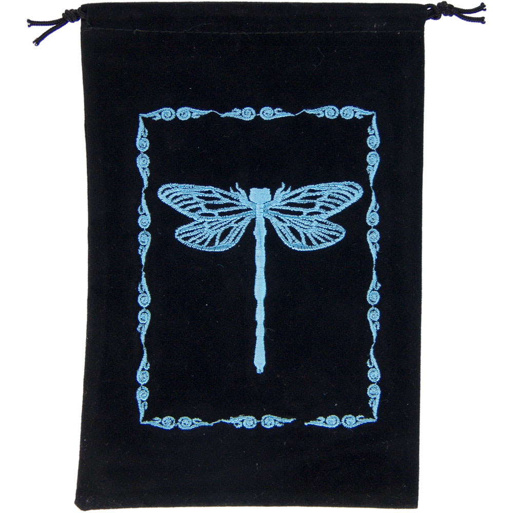 Unlined Velvet BAG Embroidered  Dragonfly Black (each)