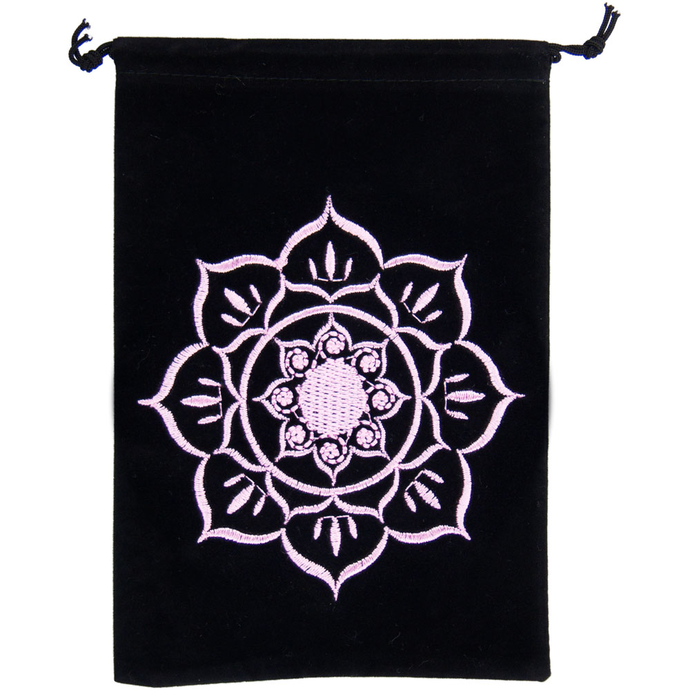 Unlined Velvet BAG Embroidered  Lotus Black (each)