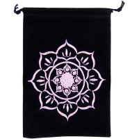 Unlined Velvet Bag Embroidered  Lotus Black (each)