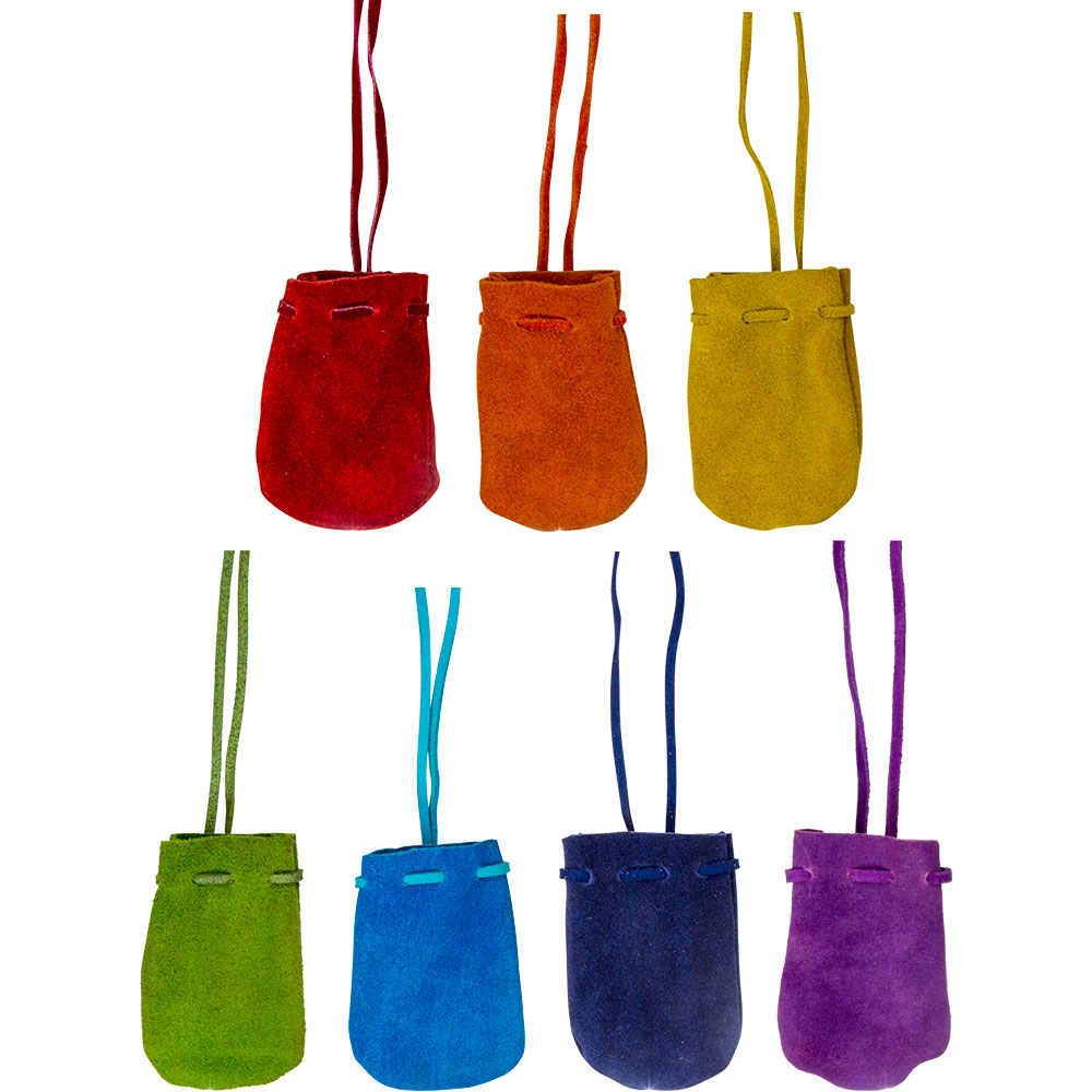 Suede POUCH Rounded w/Strap - 7 Chakra (Set 7)