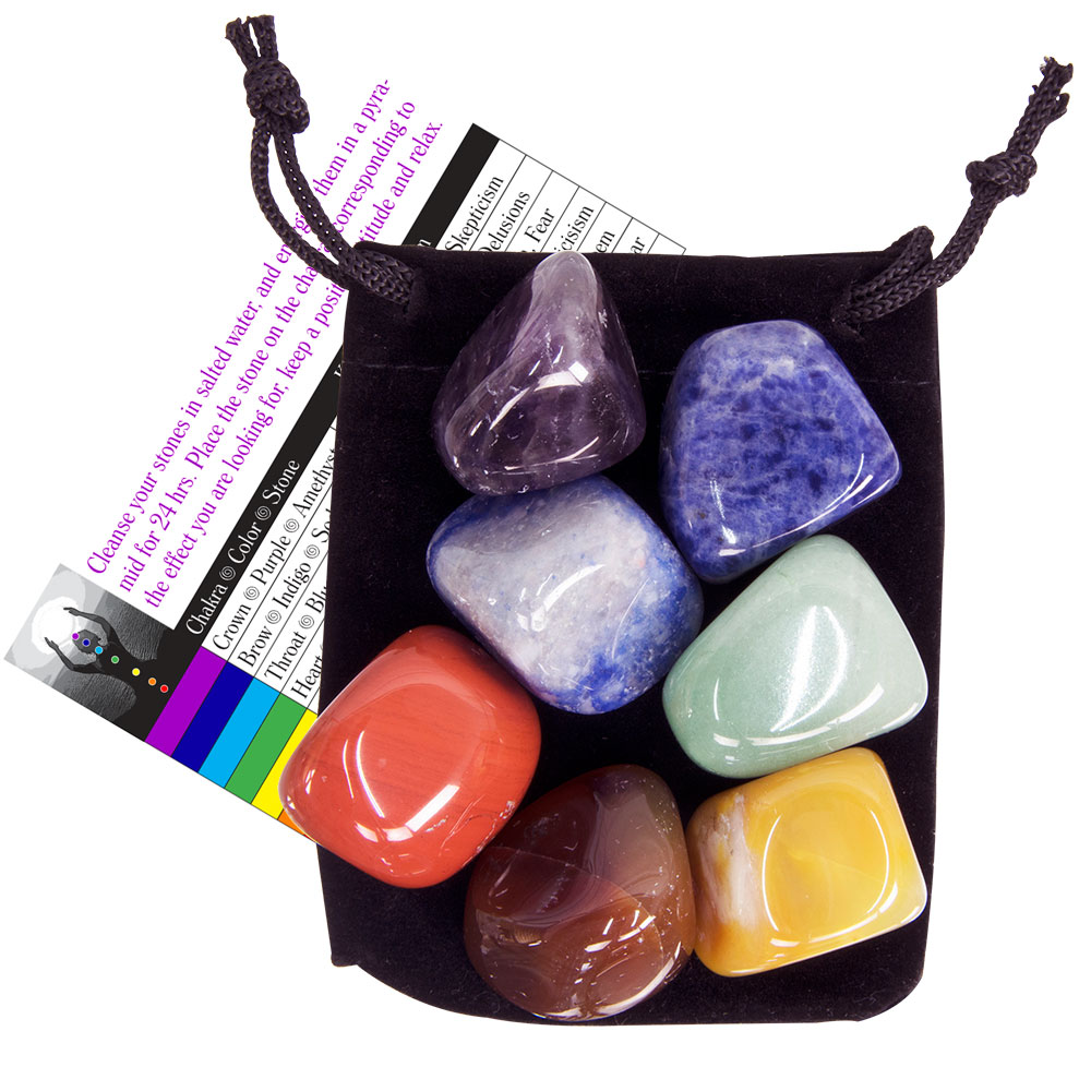 Chakra Tumbled Stone Balancing Kit w/ Velvet POUCH (Each)