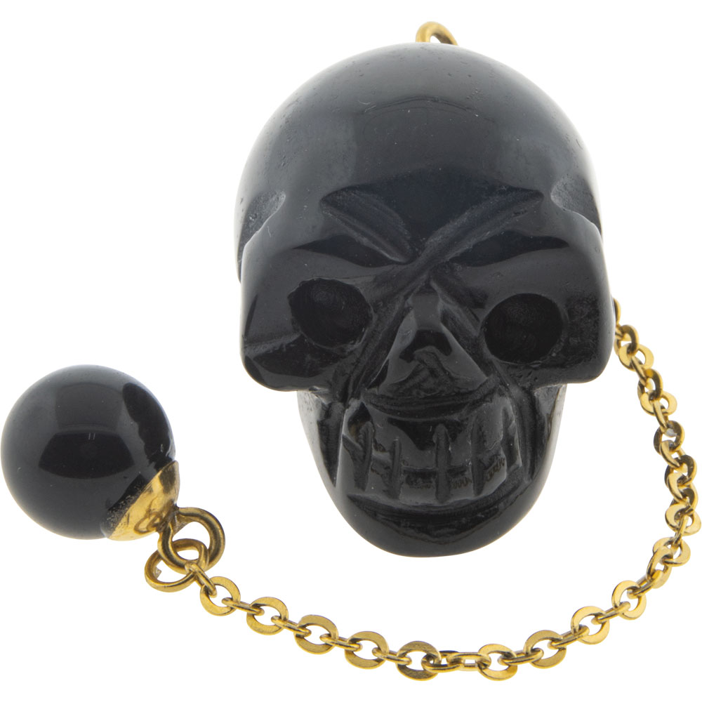 Gemstone Pendulum SKULL - Black Onyx (Each)