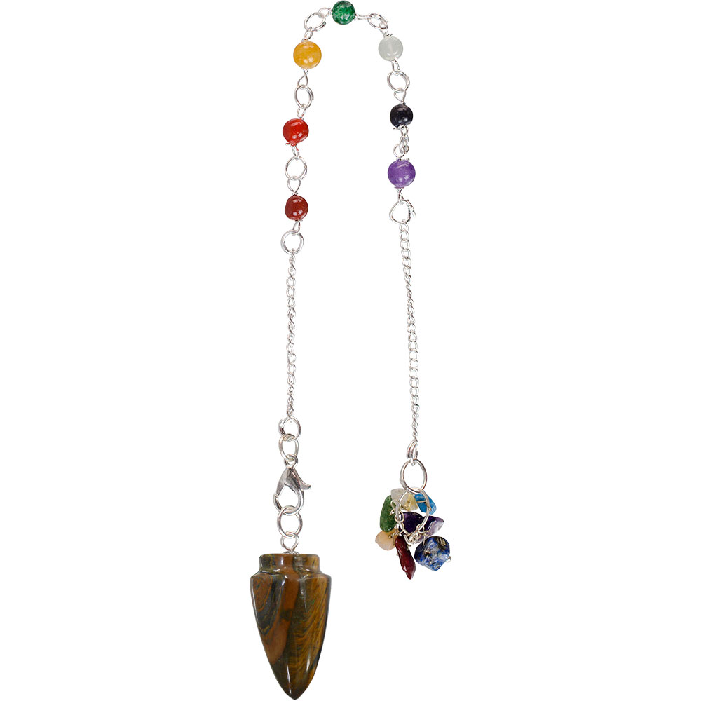 Pendulum Chakra Chain Curved Tiger Eye (each): Kheops International