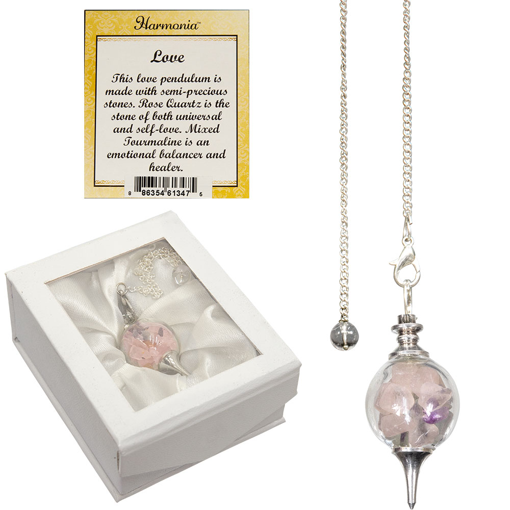 Pendulum Glass Sephoroton Rose Quartz & Mixed Tourmaline CHIPs - Love (Each)