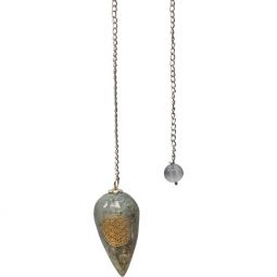 Pendulum w/Flower of Life Curved - Labradorite (Each)