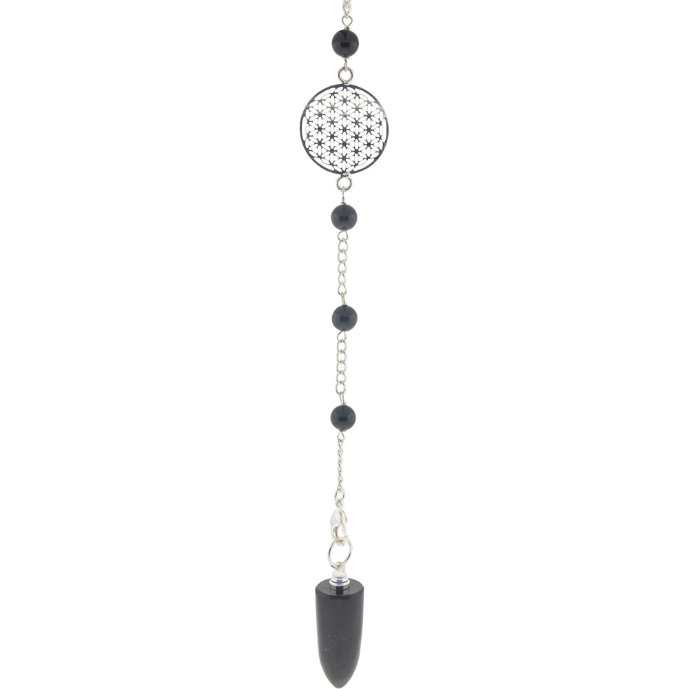 Gemstone Pendulum FLOWER of Life - Black Tourmaline (Each)