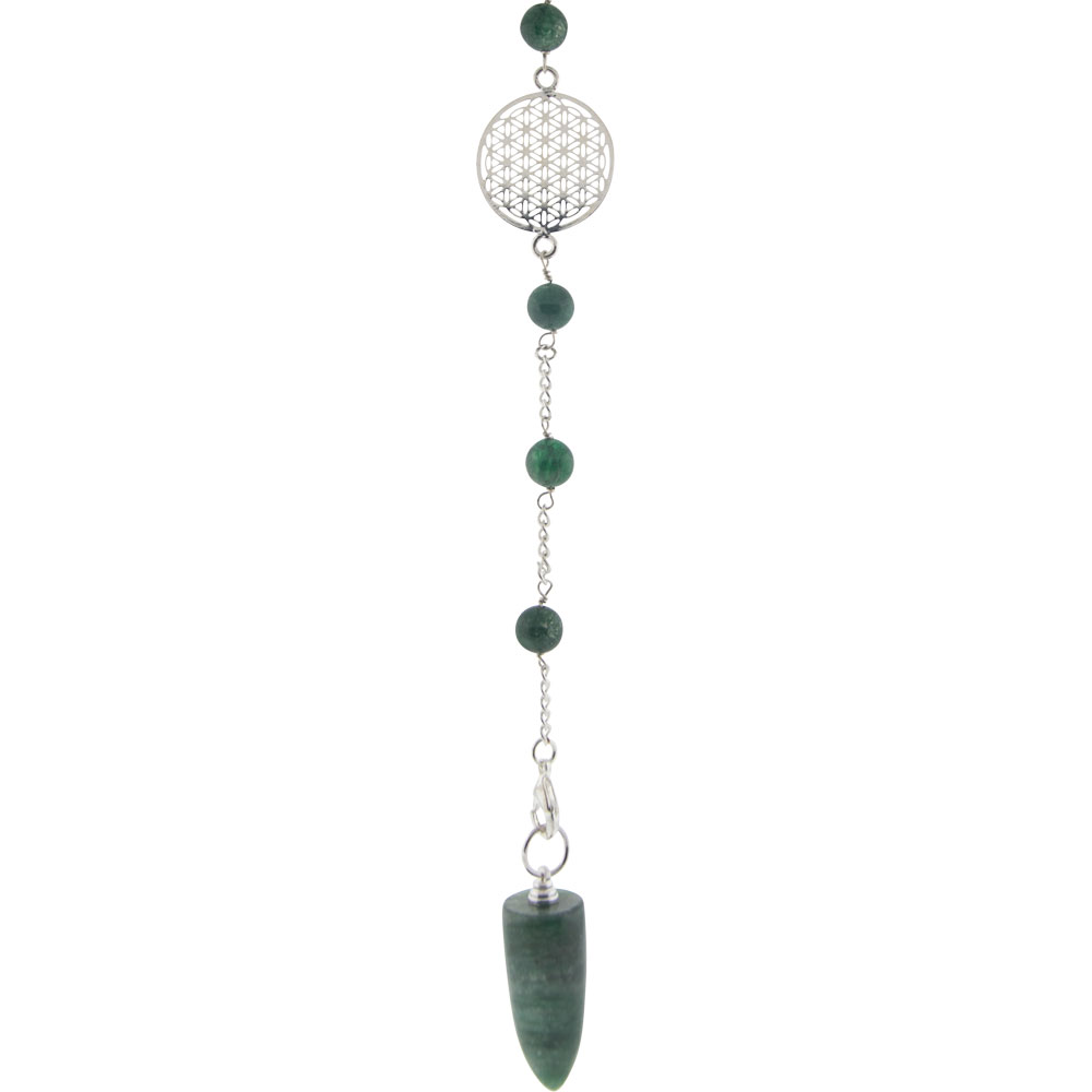 Gemstone Pendulum FLOWER of Life - Green Aventurine (Each)