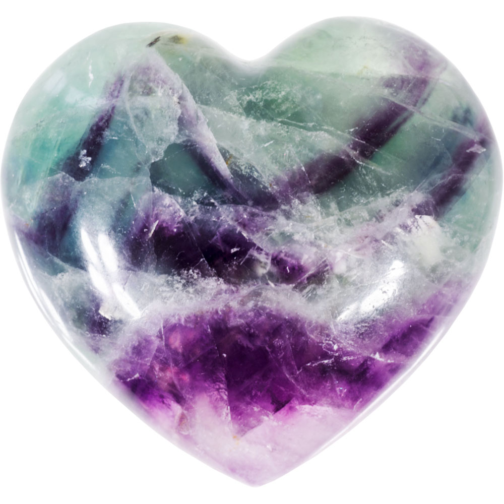 Puffed Gemstone Heart - Rainbow Fluorite (each): Kheops International