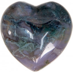 Puffed Gemstone Heart - Moss Agate (Each)