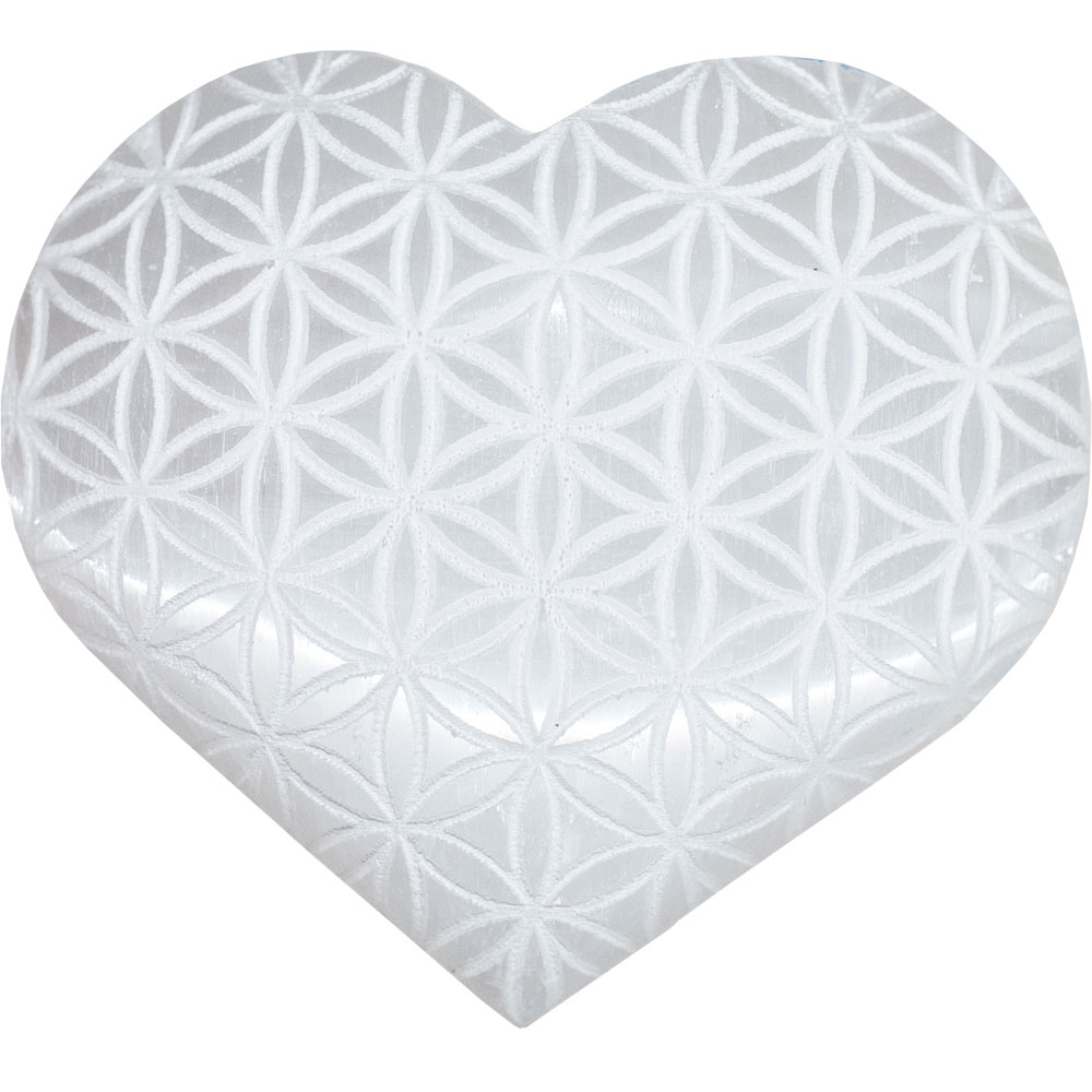 Selenite Heart - FLOWER of Life (Each)