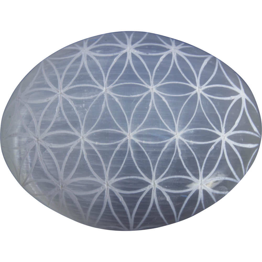 Selenite Palm Stone - FLOWER of Life (Each)