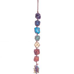 Hanging Rough Crystal String w/ Tassels - Chakra (Each)