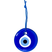 Glass Evil Eye Talisman 1.5-inch Round Blue (each)