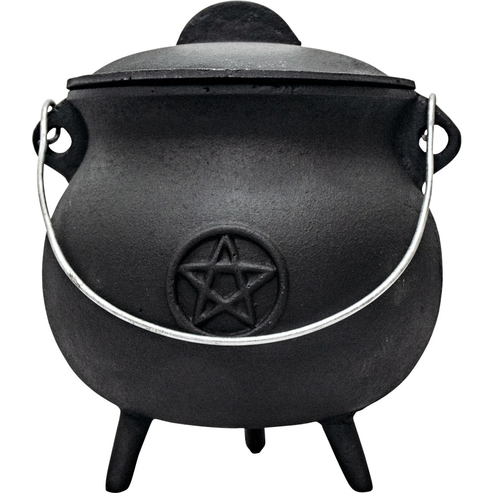 CAST IRON Cauldron Large 7.5in Pentacle (Each)