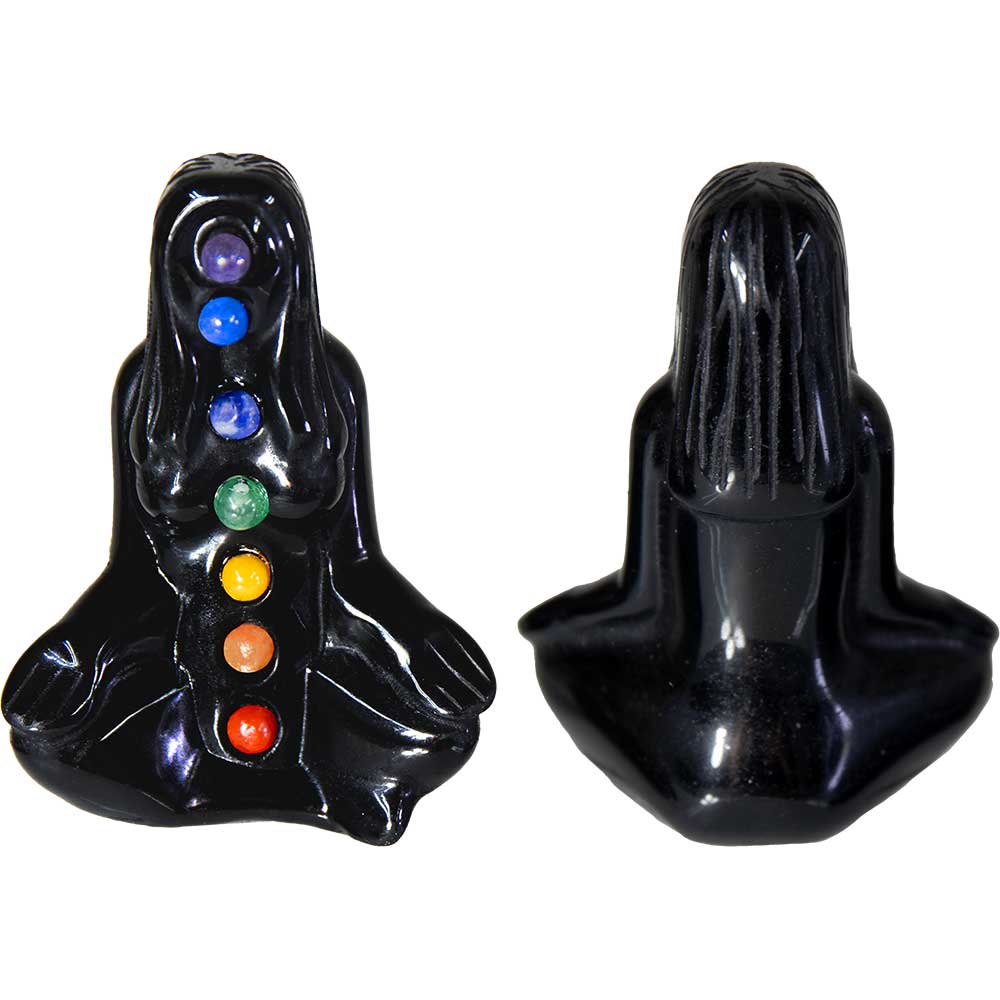 Black Obsidian FIGURINE - Chakra Yoga Lady (Each)